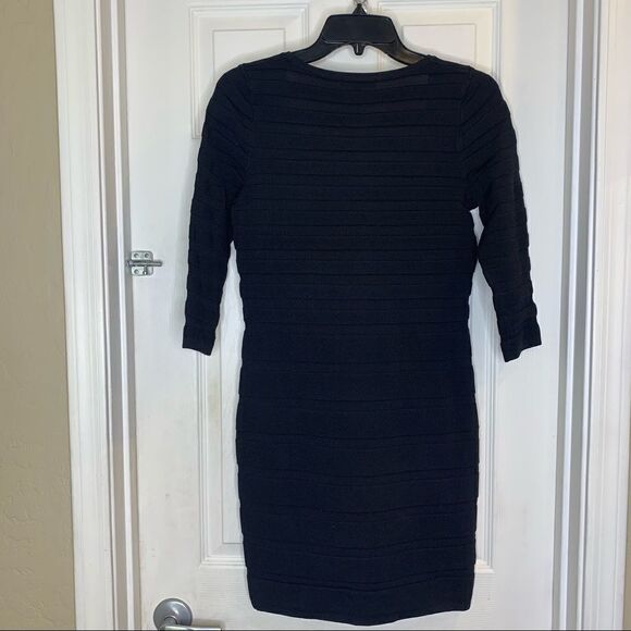 MNG Basics Black Ribbed Bodycon Sweater Dress Size M/8 - Picture 3 of 11